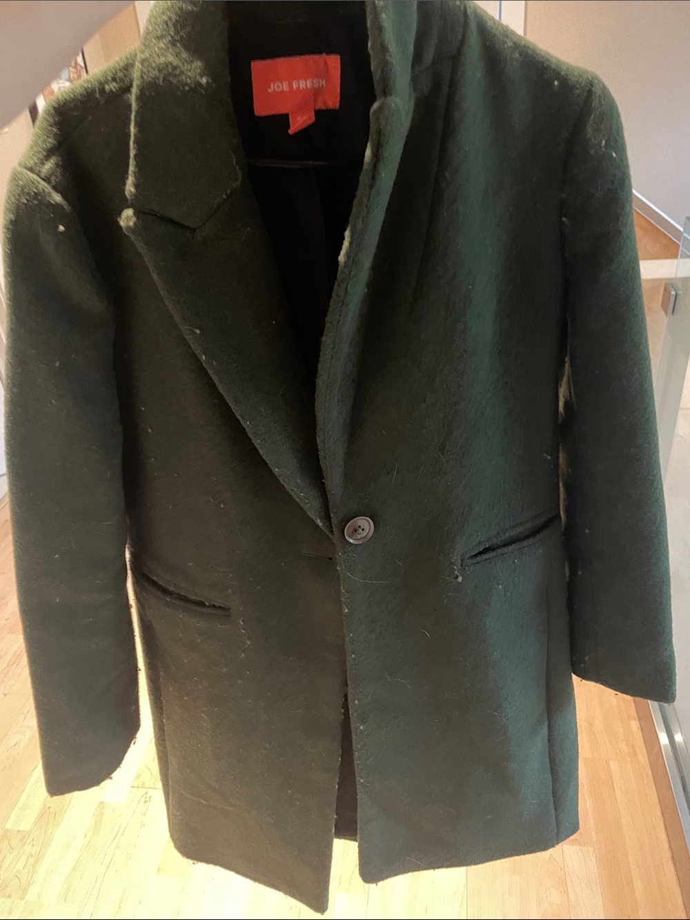 Women’s Dark Green Single-Button Pea Coat